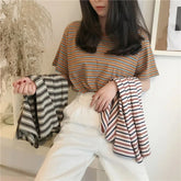 Short Sleeve O-Neck Striped Shirt